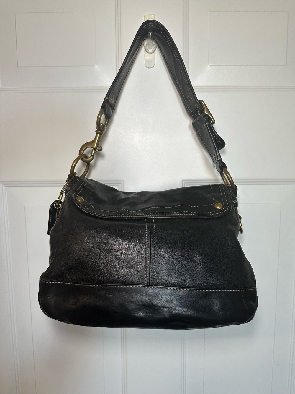 COACH Legacy Ali Flap Shoulder Bag Black Leather Y2K Vintage - Picture 3 of 14